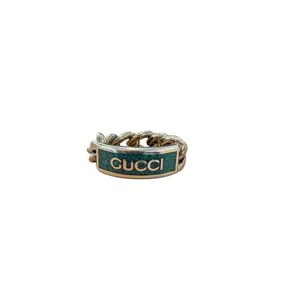 Gucci Logo Chain Silver Ring - Picture 1 of 5